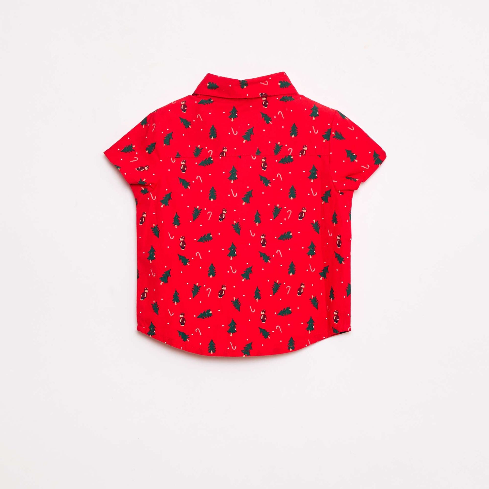 Chemise imprimé all-over 'Noël' en coton ROUGE
