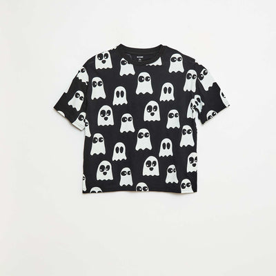 Tee-shirt imprimé 'Halloween' NOIR