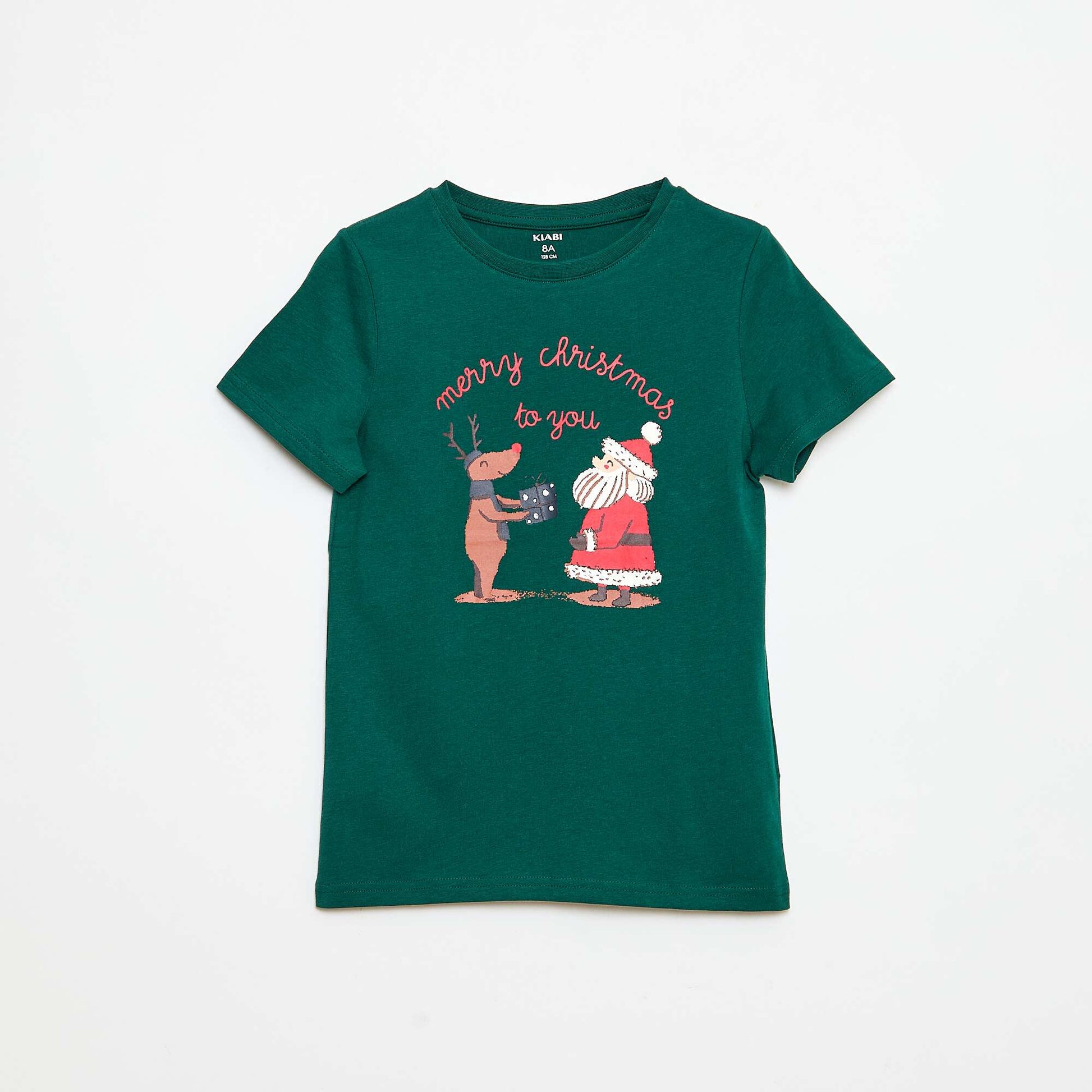 T-shirt imprimé 'Noël' en coton VERT