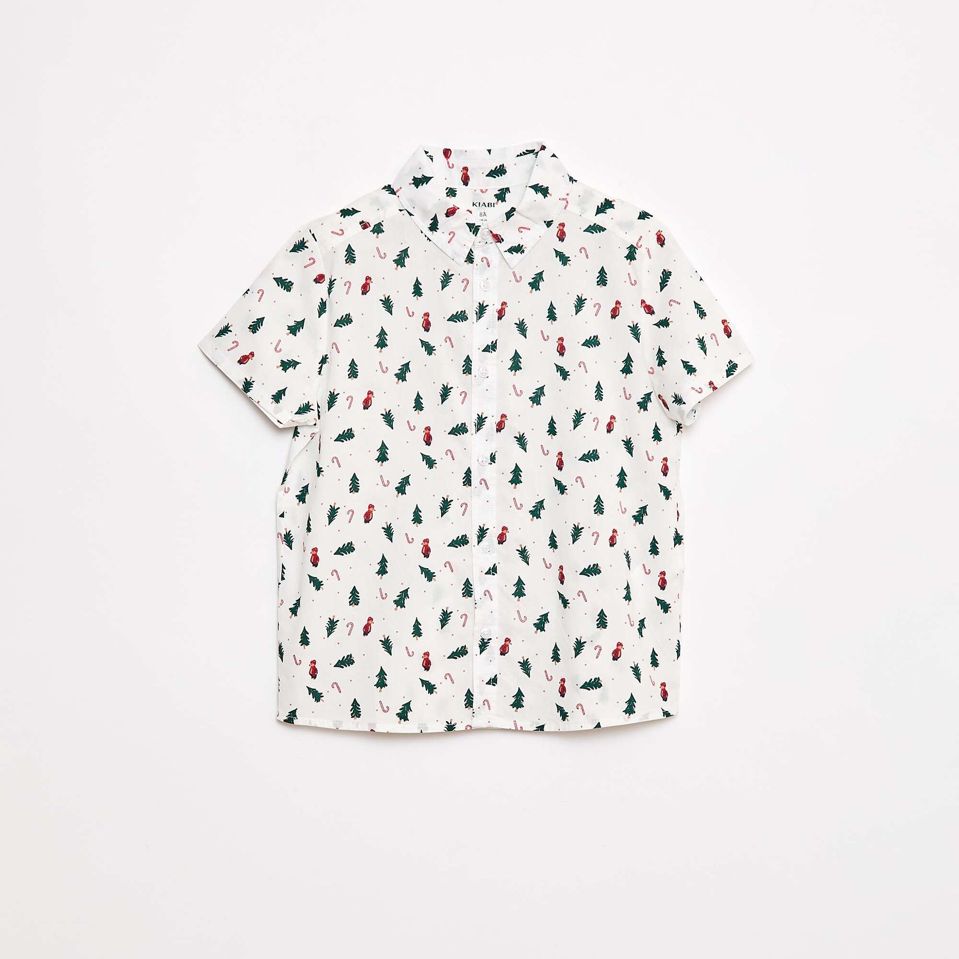 Chemise regular imprimé all-over 'Noël' en coton BLANC