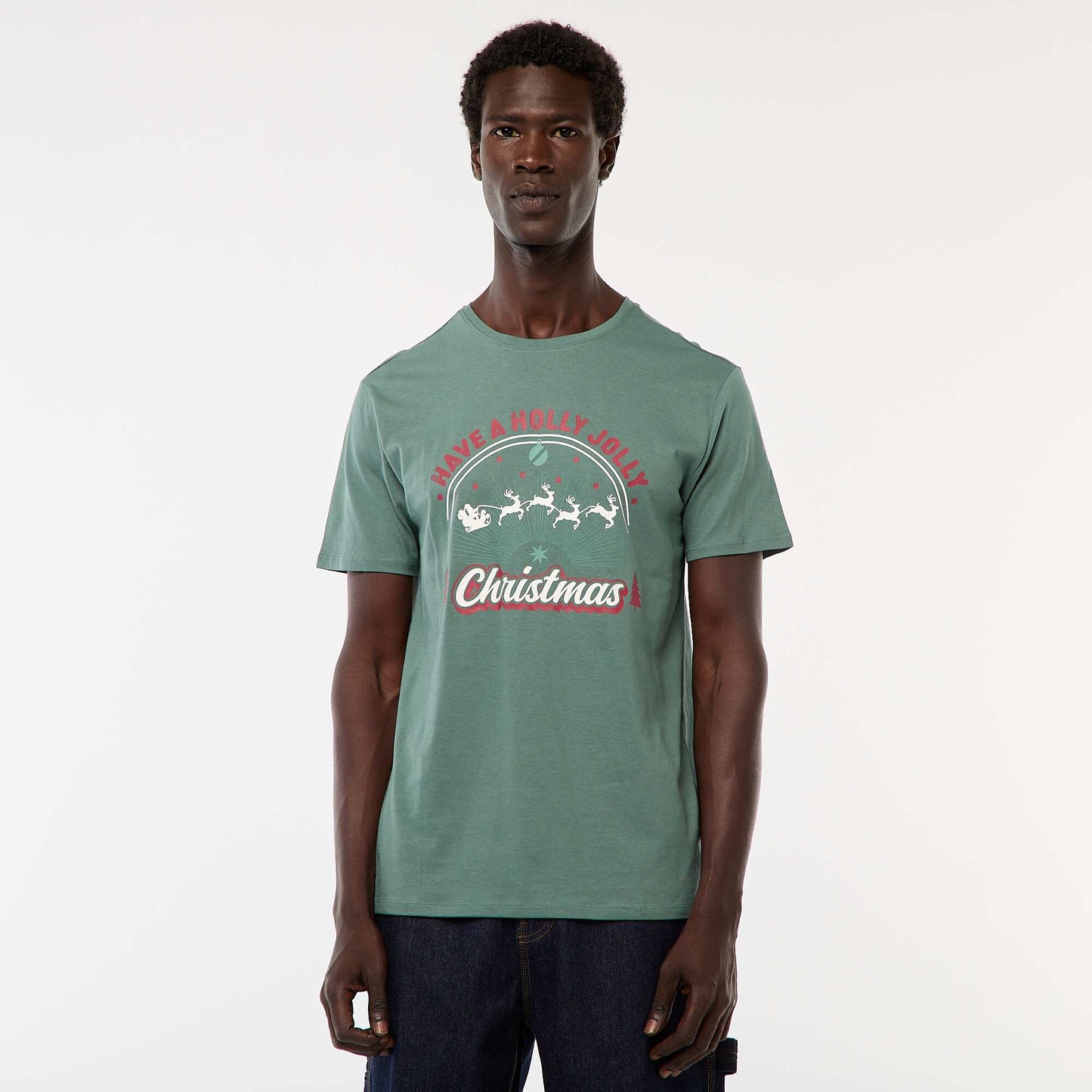 T-shirt 'Noël' manches courtes imprimé VERT