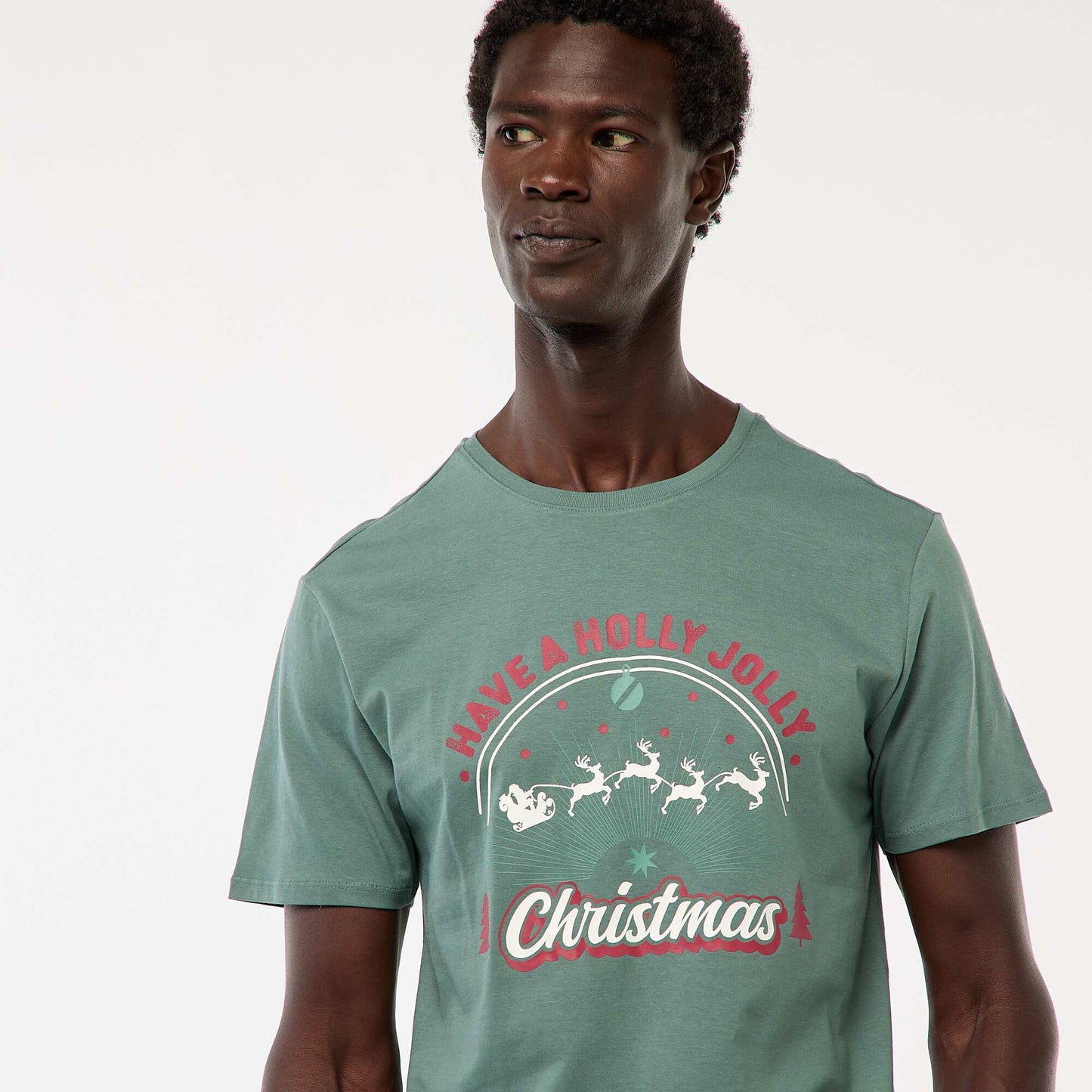 T-shirt 'Noël' manches courtes imprimé VERT
