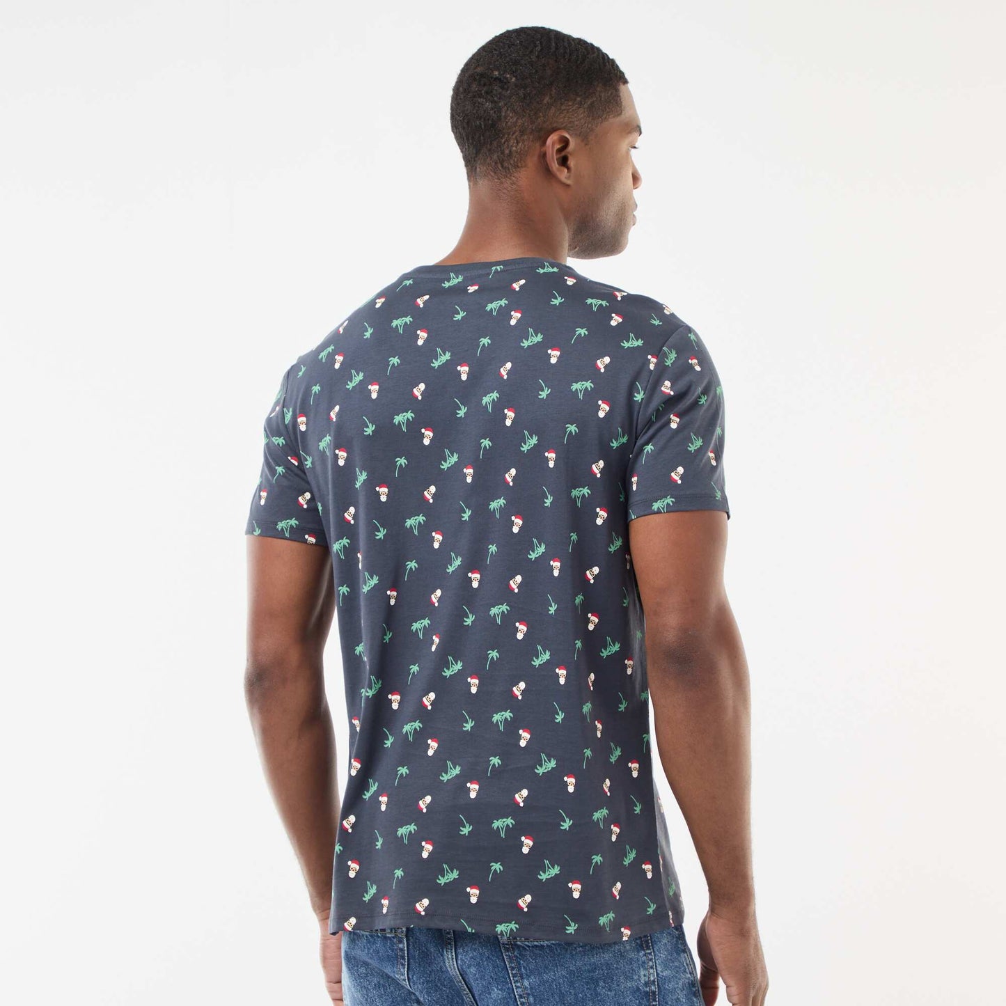 T-shirt 'Noël' manches courtes imprimé BLEU
