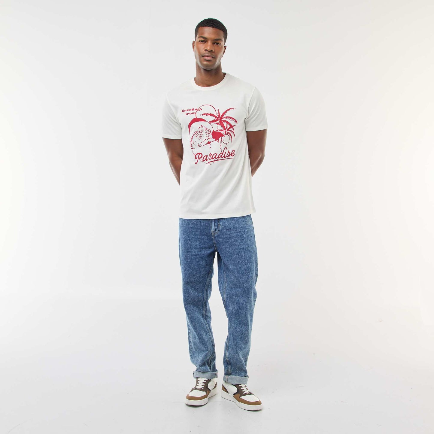 T-shirt 'Noël' manches courtes imprimé BLANC