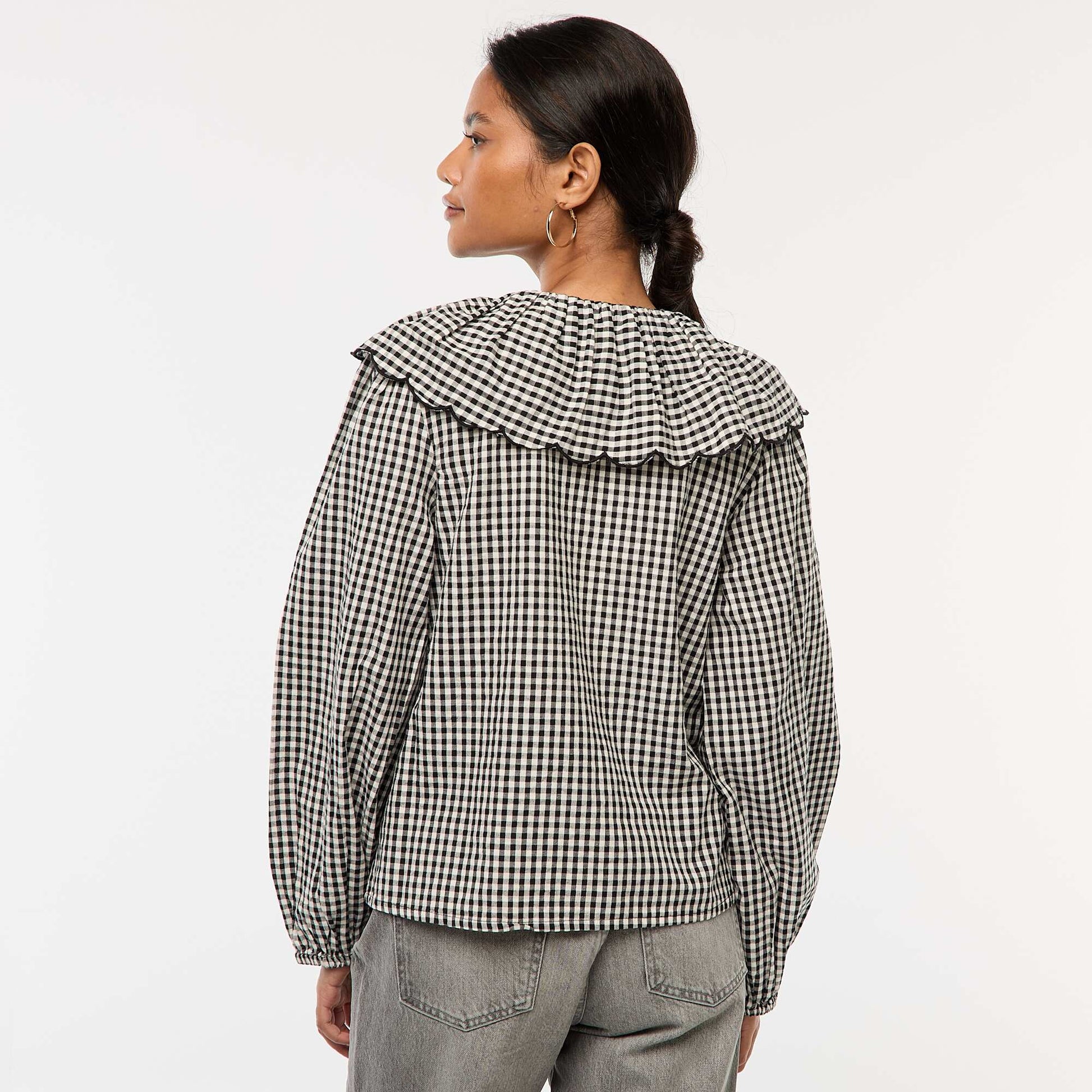 Blouse avec large col claudine NOIR