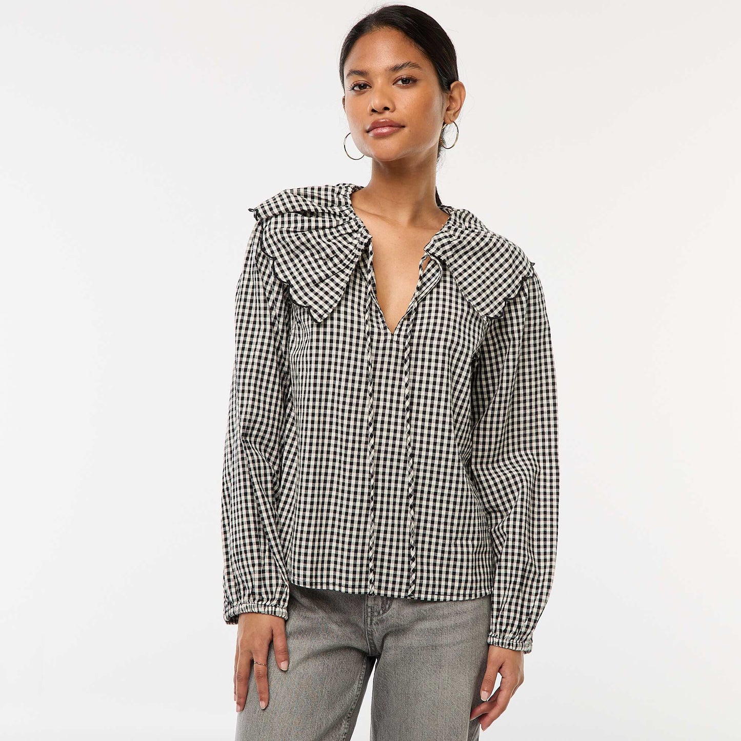 Blouse avec large col claudine NOIR