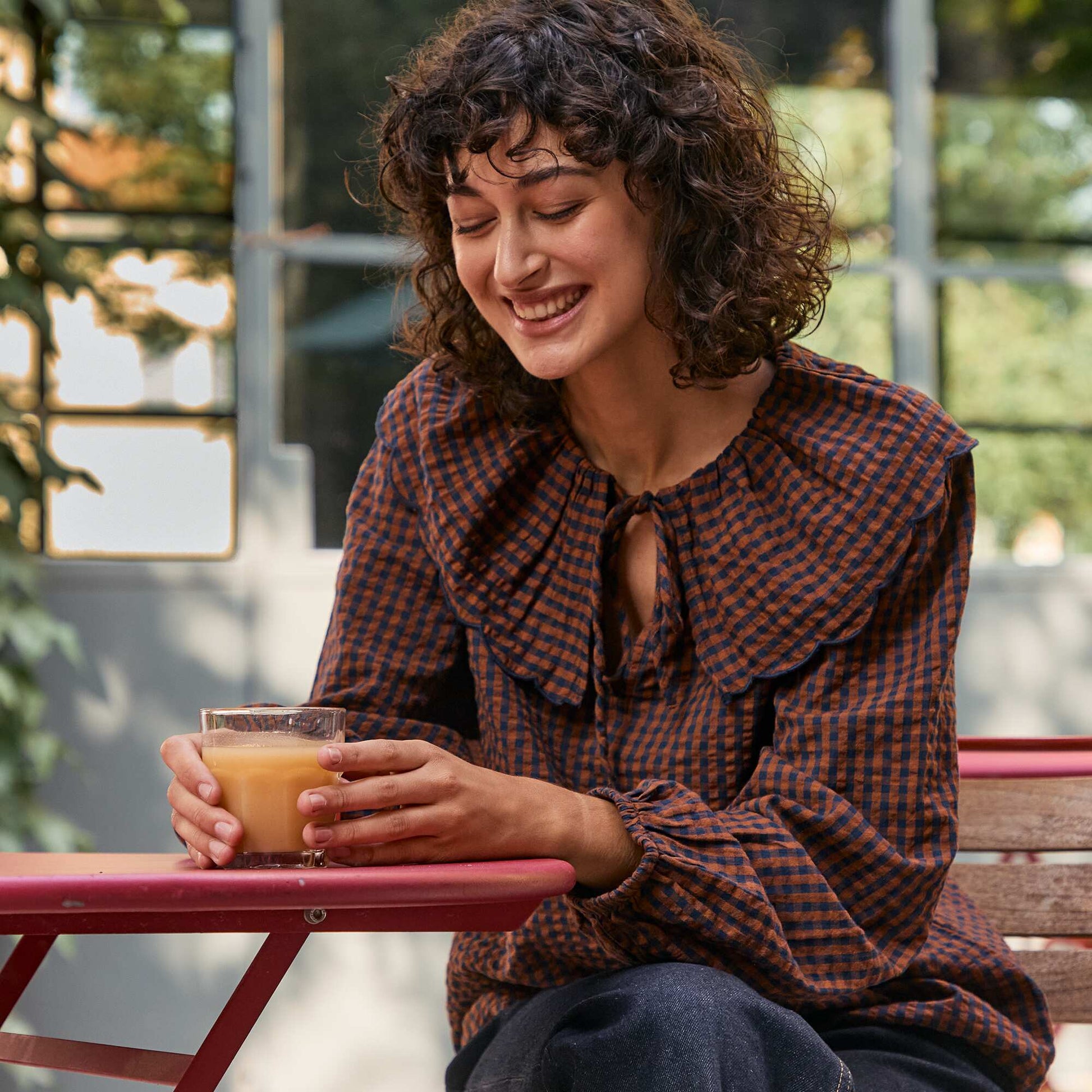 Blouse avec large col claudine MARRON