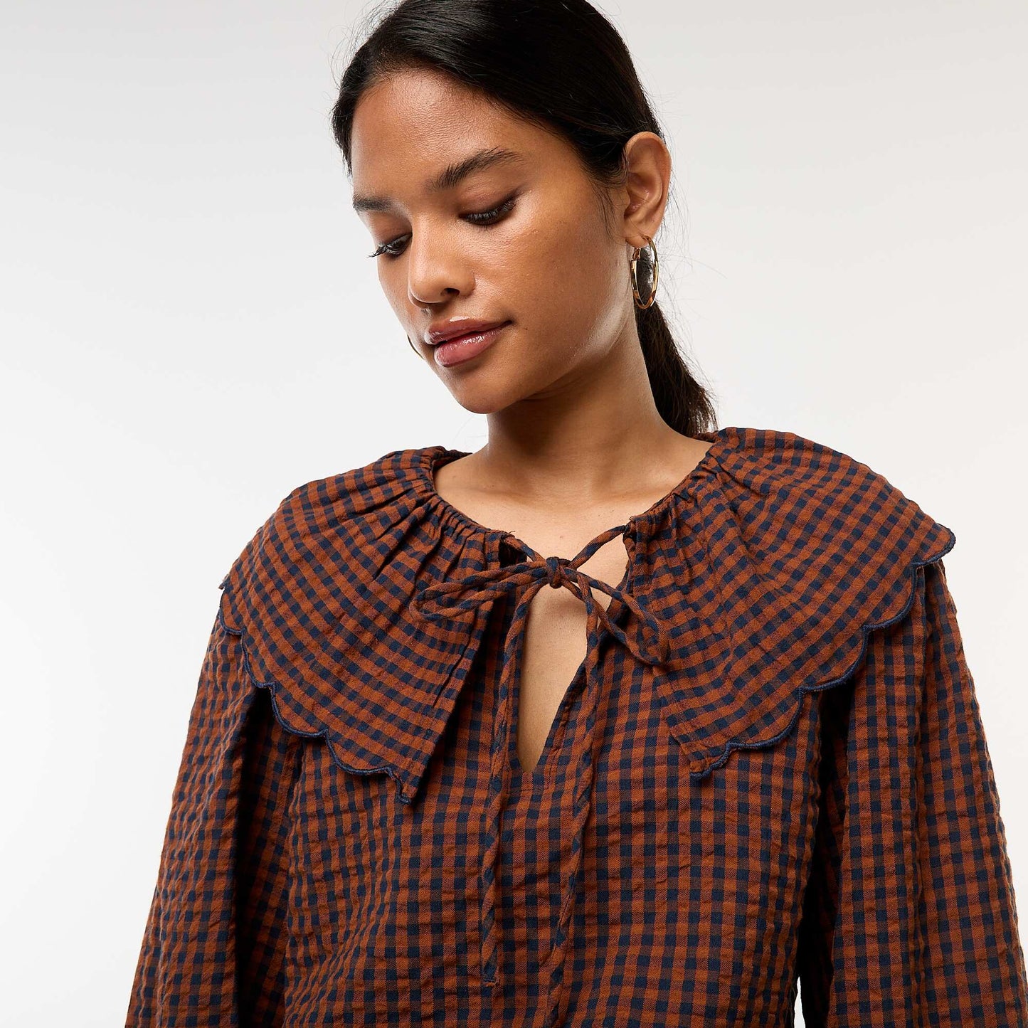 Blouse avec large col claudine MARRON