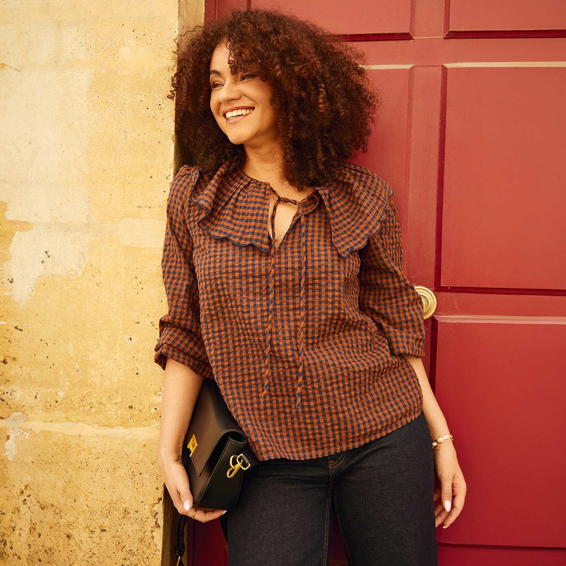 Blouse avec large col claudine MARRON
