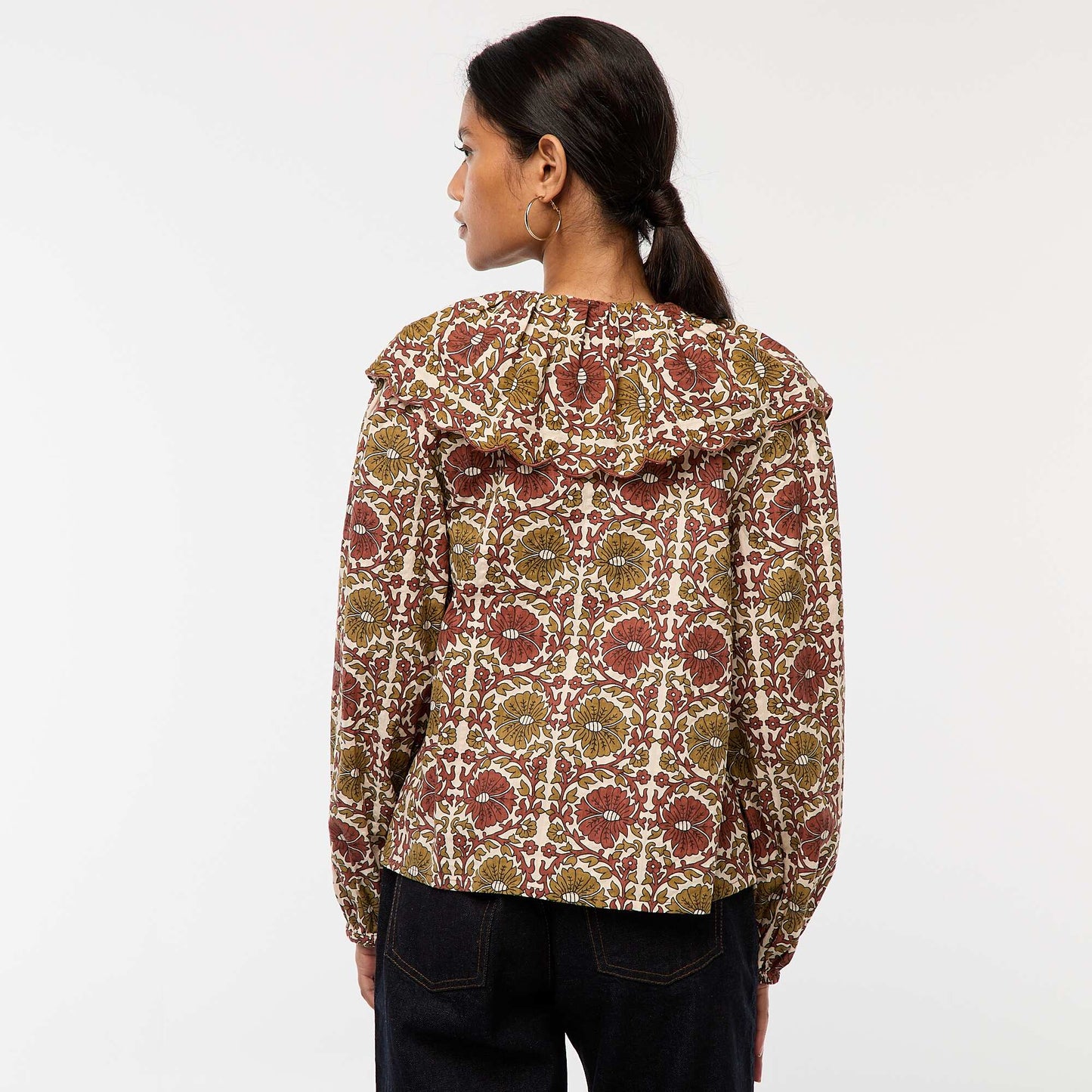 Blouse avec large col claudine BEIGE