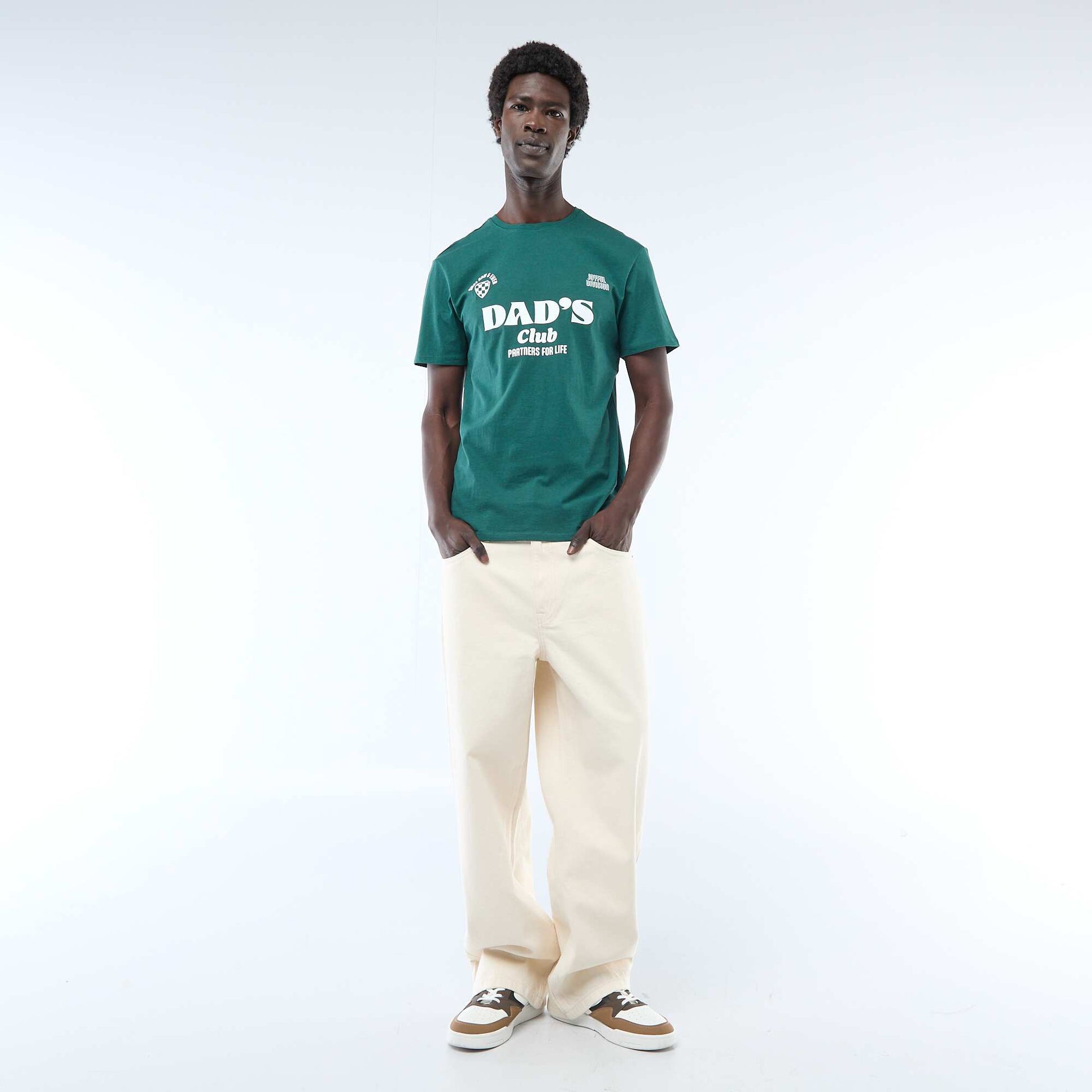 T-shirt en jersey manches courtes imprimé recto/verso VERT