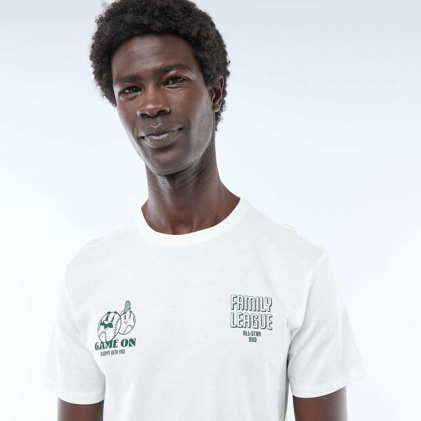T-shirt en jersey manches courtes imprimé recto/verso BLANC