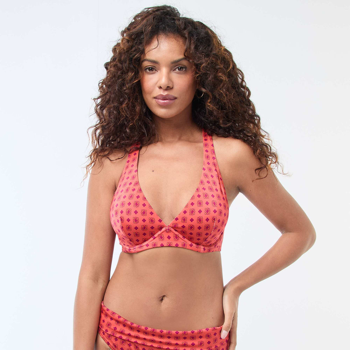 Soutien-gorge de bain imprimé bonnet D&E ORANGE