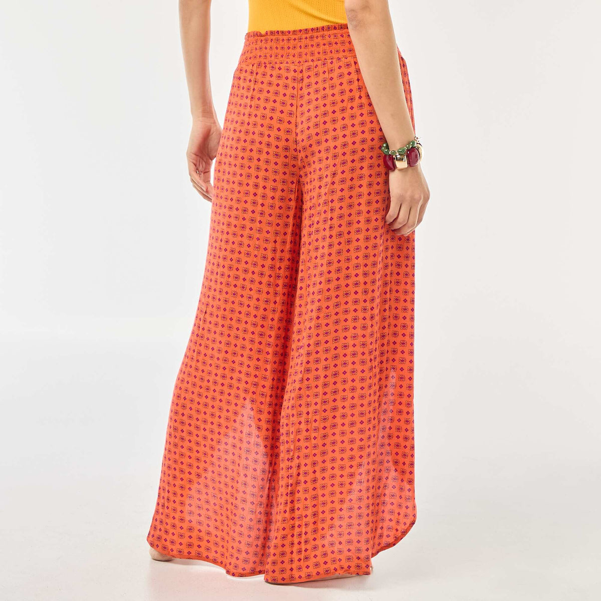 Pantalon de plage imprimé à fentes ORANGE
