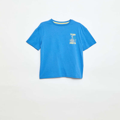 T-shirt imprimé fantaisie à manches courtes BLEU