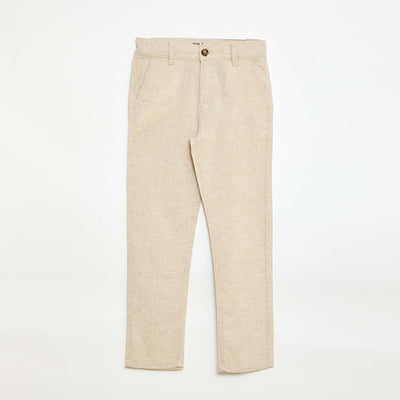 Pantalon en coton et en lin BLANC
