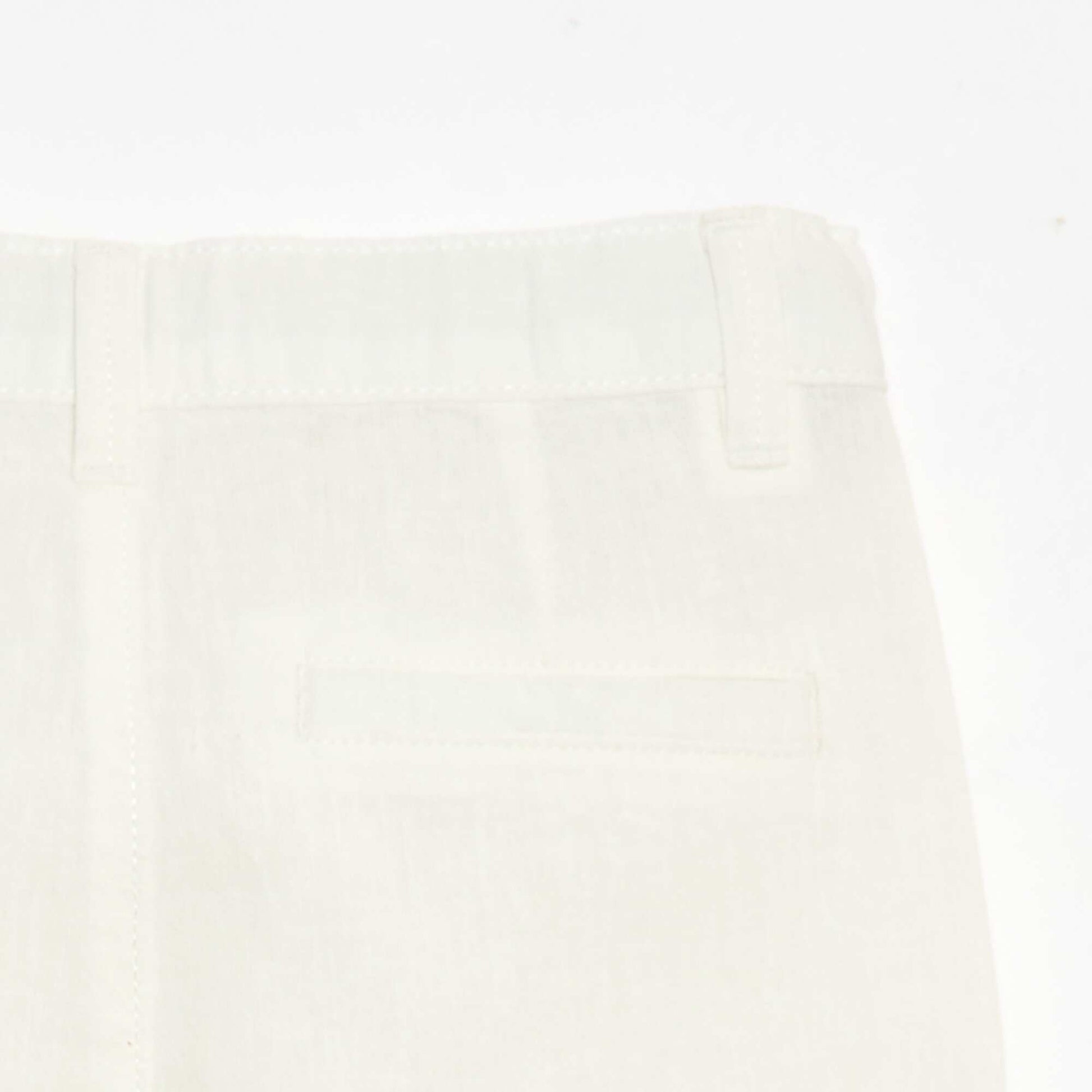 Pantalon en coton et en lin BLANC