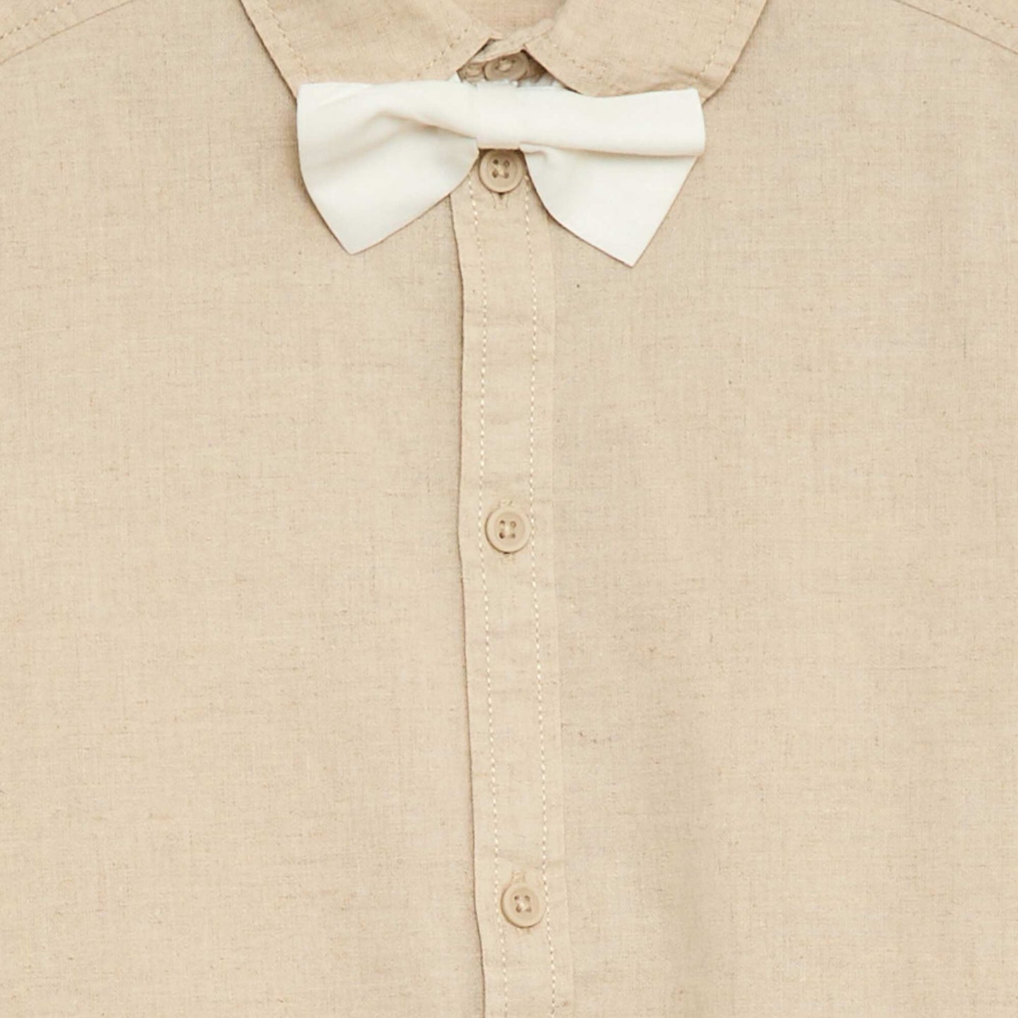 Ensemble chemise en popeline + Nœud papillon à scratch BLANC
