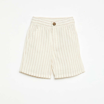 Ensemble short + chemise à rayures en lin mélangé - 2 pièces BLANC