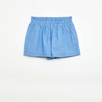 Short rayé en popeline de coton BLEU