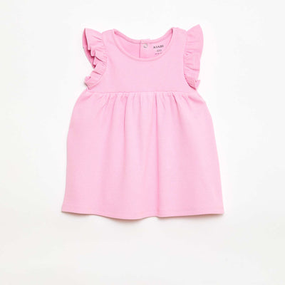 Robe côtelée en coton avec volants ROSE