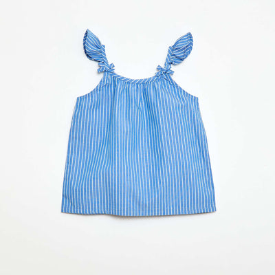Blouse en popeline rayée BLEU