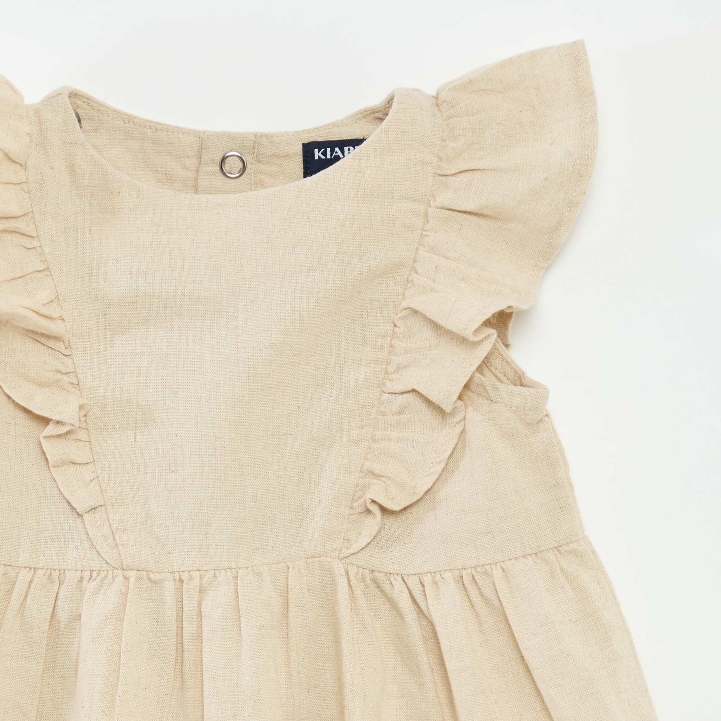 Robe légère sans manches avec plastron volantée BLANC