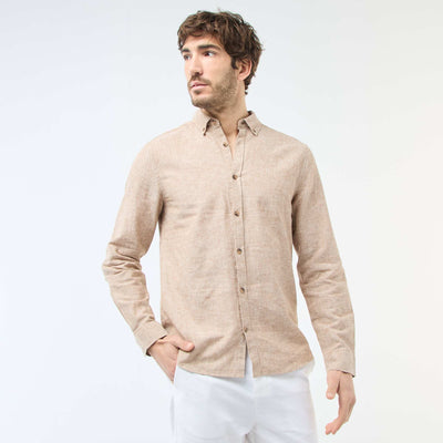 Chemise en lin mélangé MARRON
