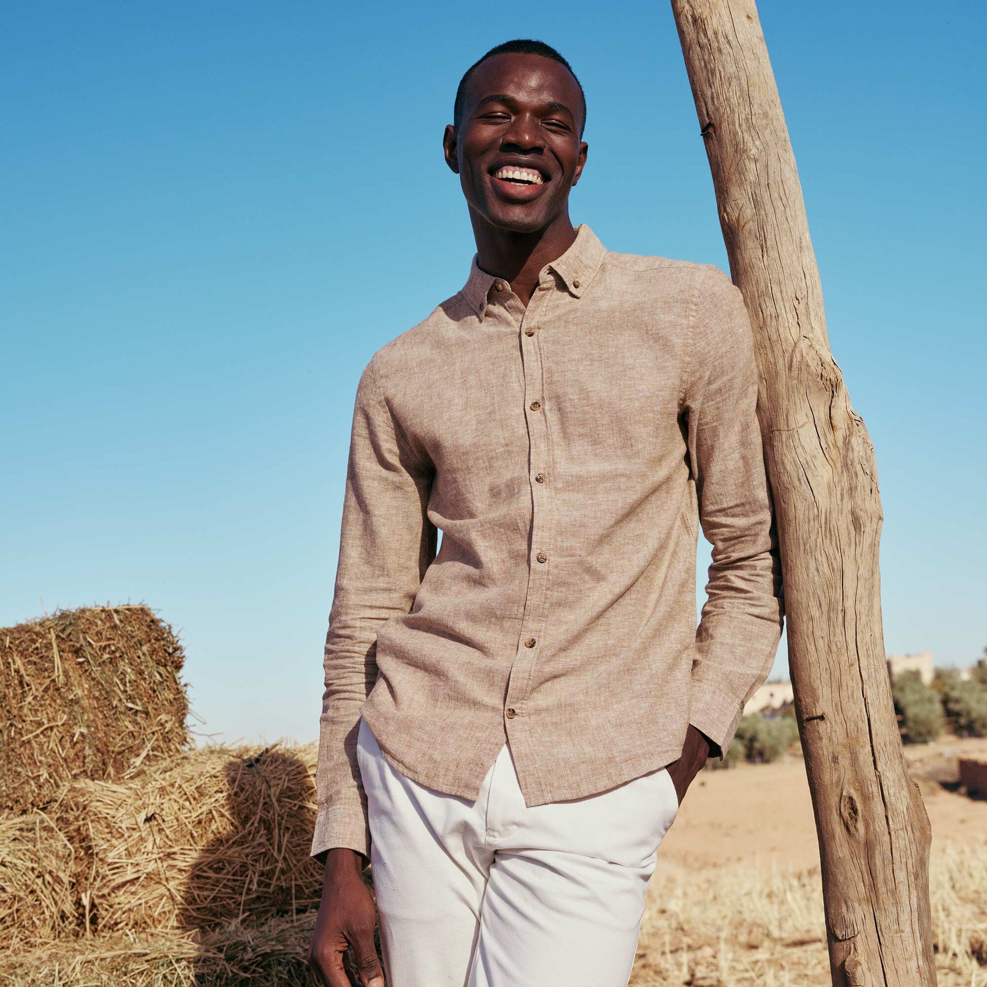 Chemise en lin mélangé MARRON