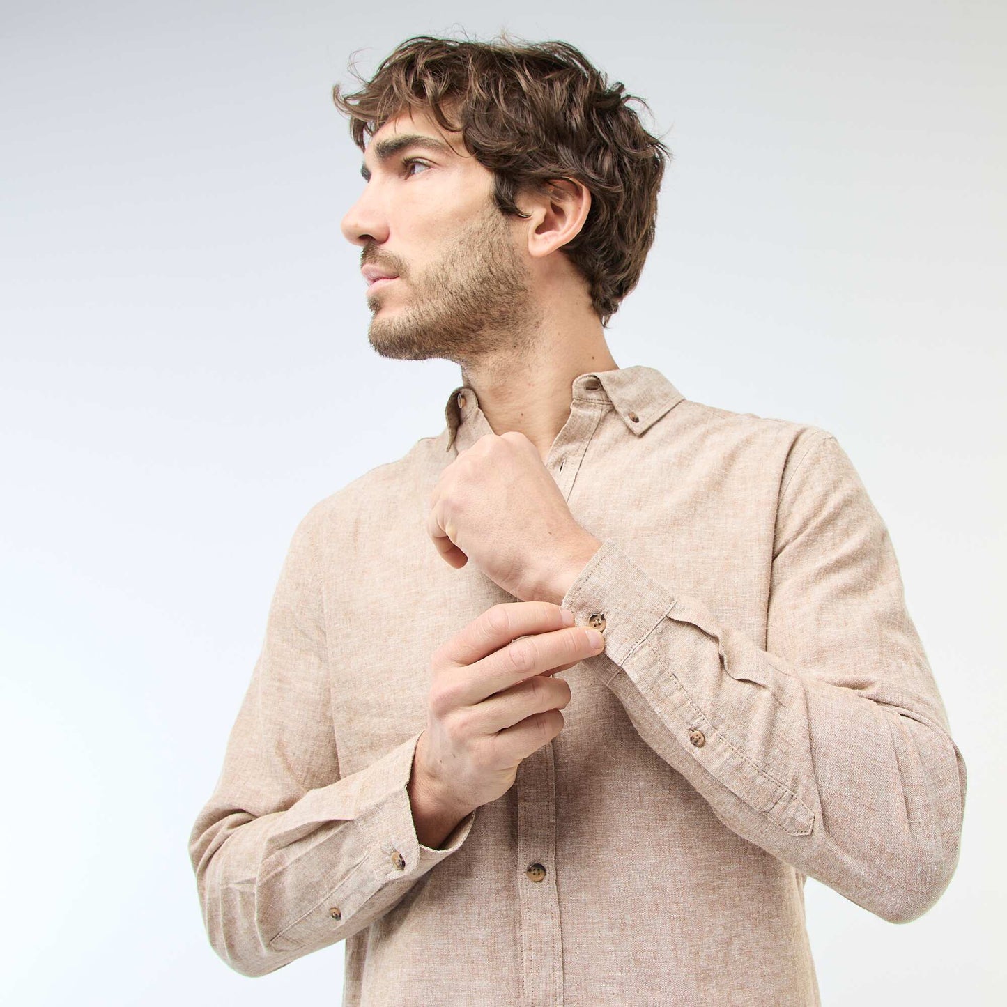 Chemise en lin mélangé MARRON