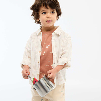Chemise rayée en lin et coton BLANC
