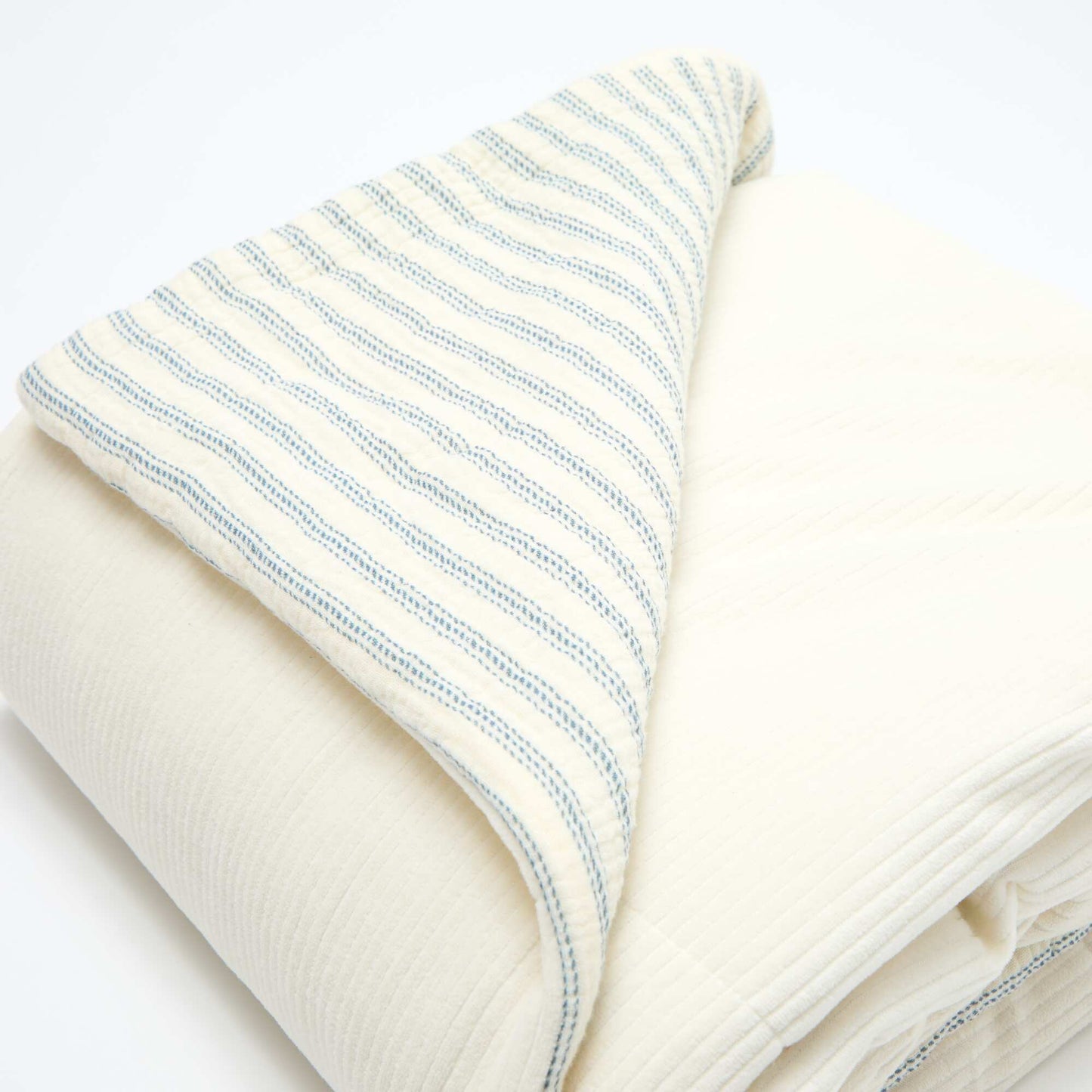 Couverture en gaze de coton réversible en velours - Kiabi Home BLEU