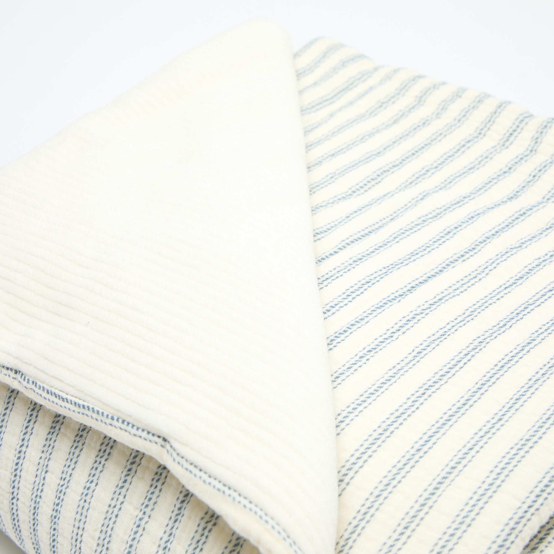 Couverture en gaze de coton réversible en velours - Kiabi Home BLEU