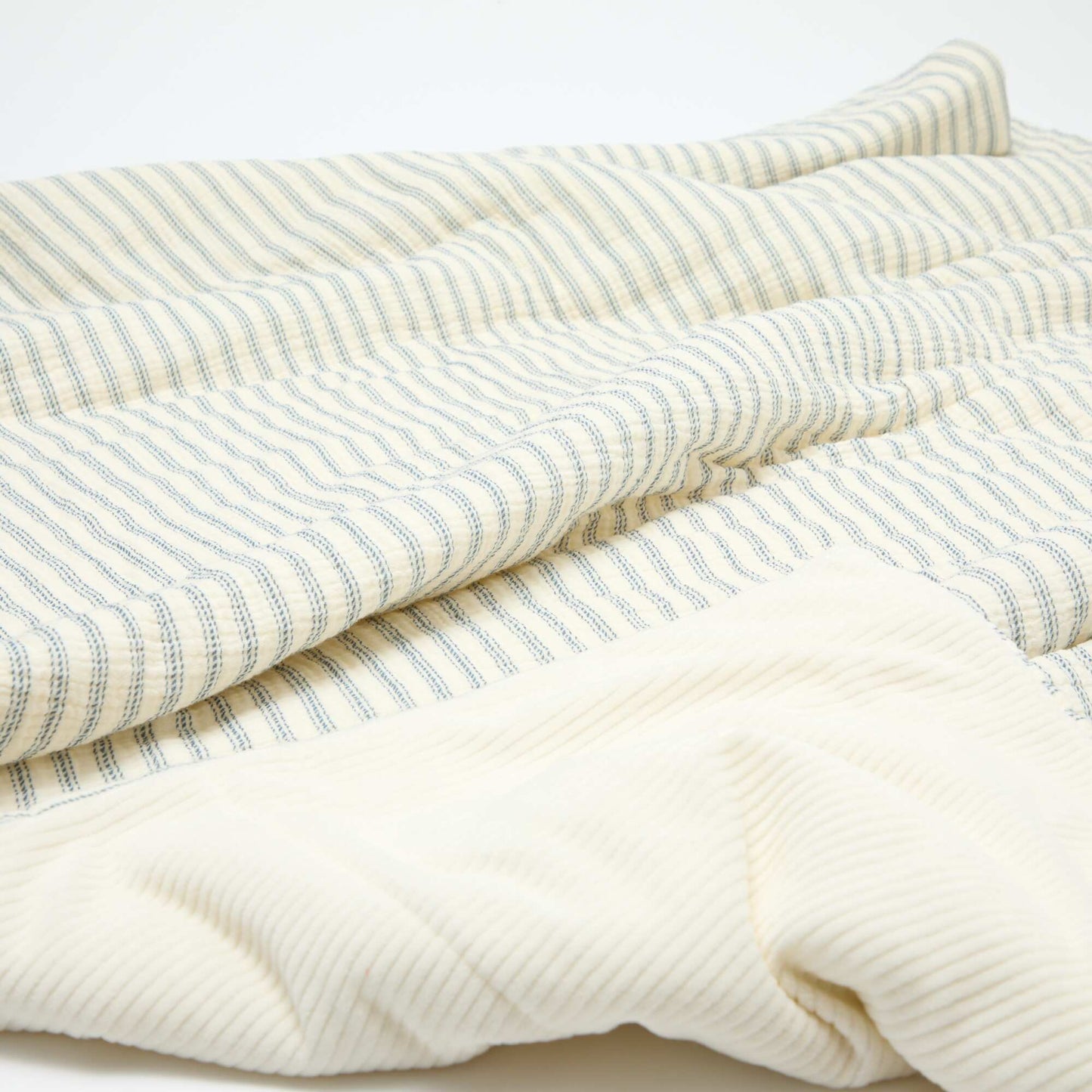 Couverture en gaze de coton réversible en velours - Kiabi Home BLEU