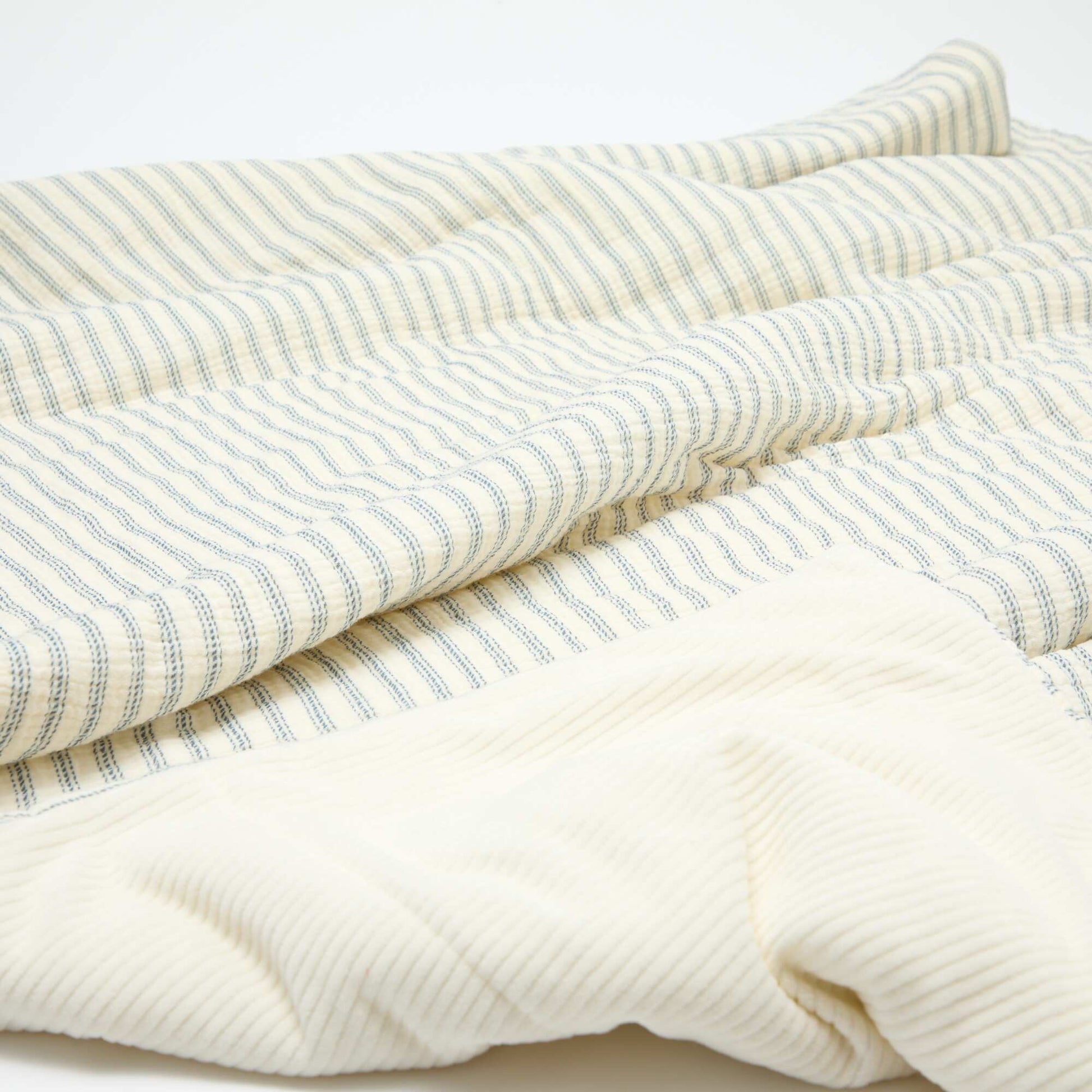 Couverture en gaze de coton réversible en velours - Kiabi Home BLEU
