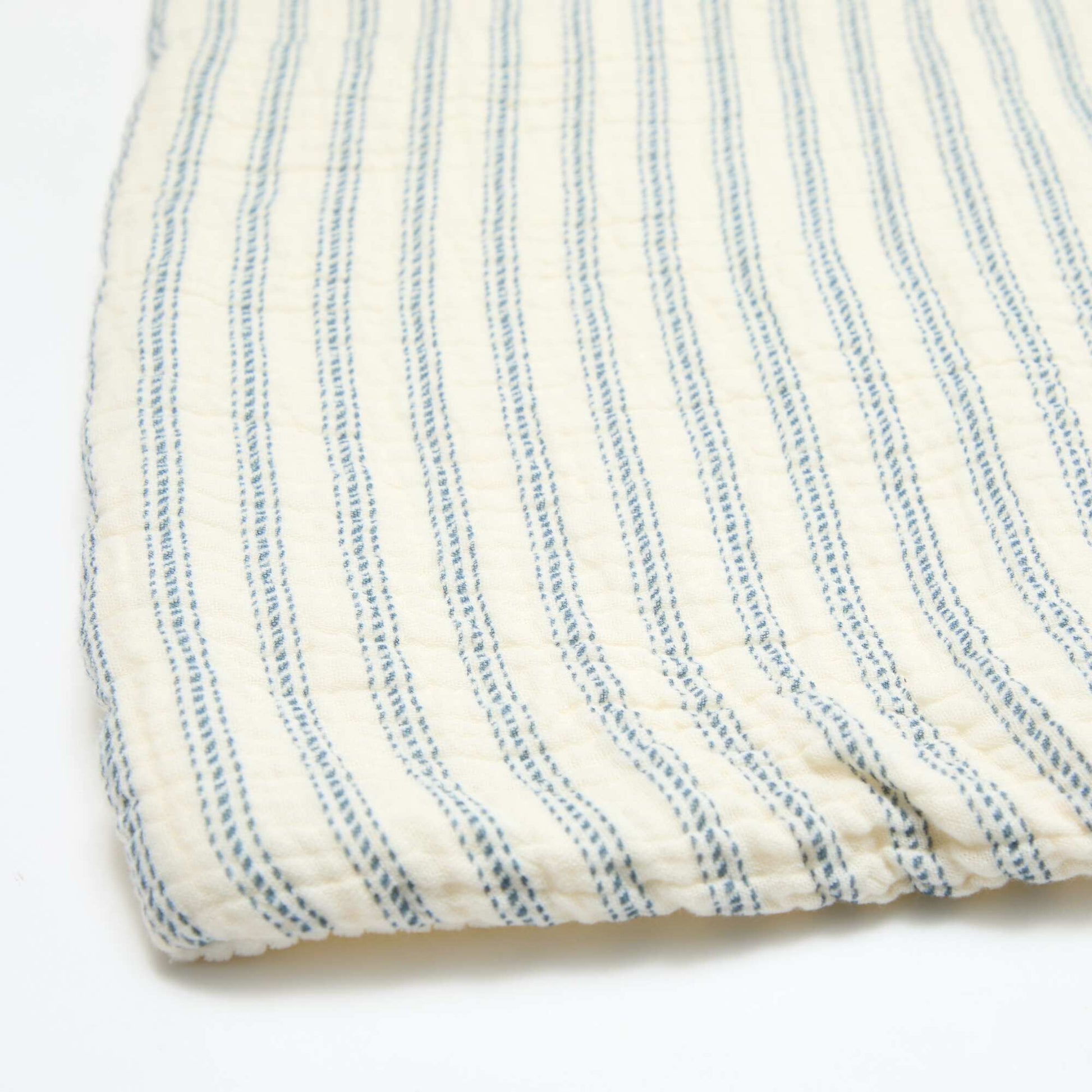 Couverture en gaze de coton réversible en velours - Kiabi Home BLEU