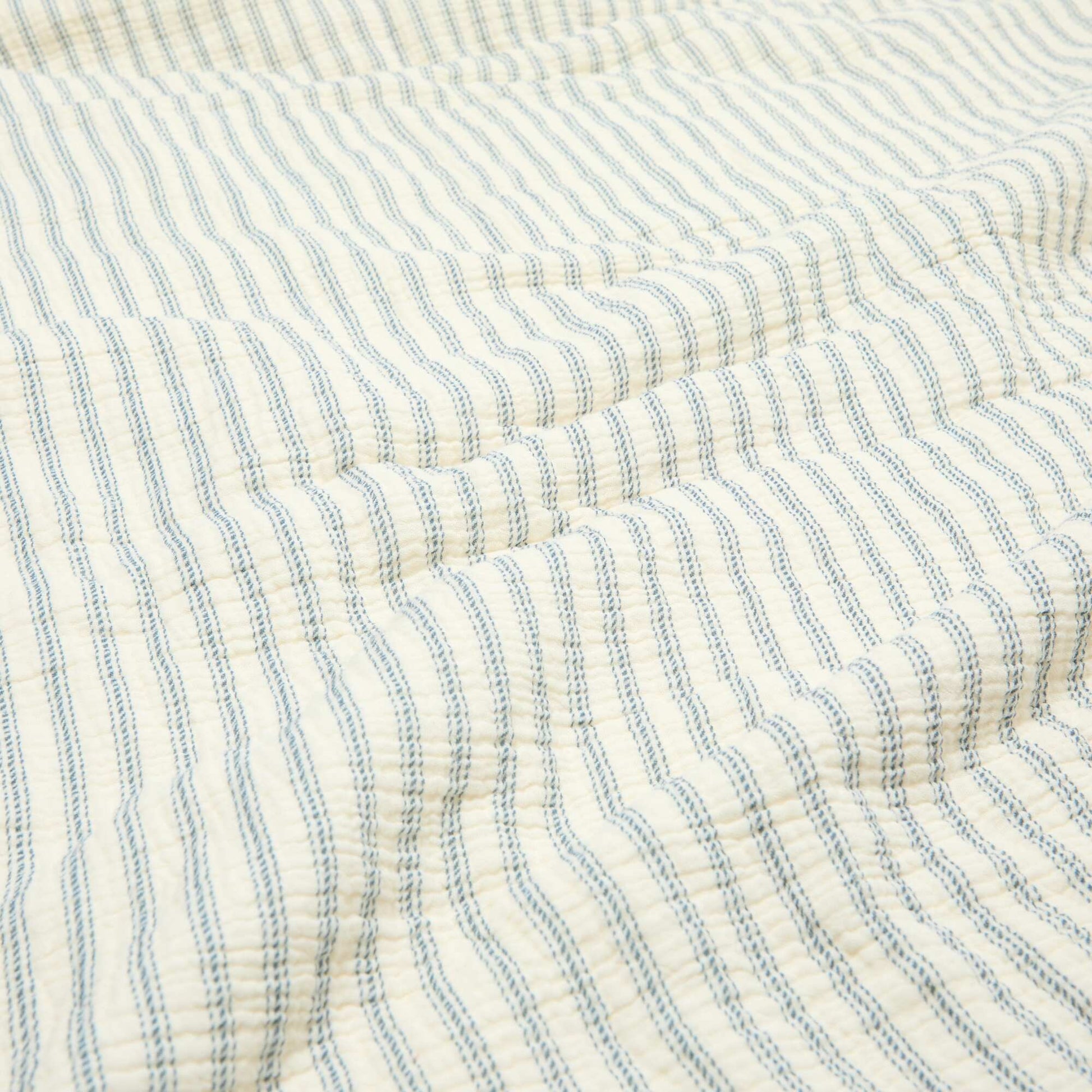 Couverture en gaze de coton réversible en velours - Kiabi Home BLEU