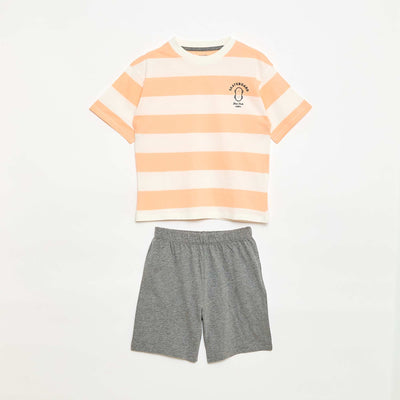 Ensemble de pyjama court 2 pièces  T-shirt + short ORANGE