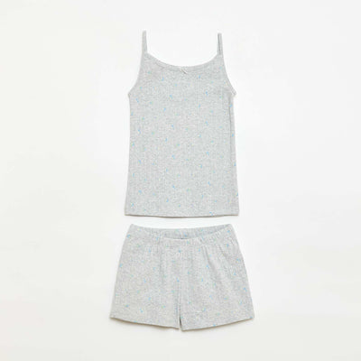 Ensemble pyjama court débardeur + short à motif - 2 pièces GRIS