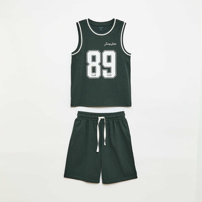 Pyjama court débardeur + short - 2 pièces BLEU