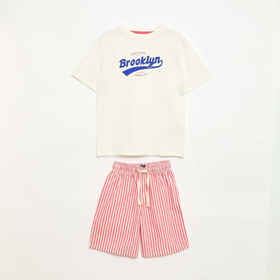 Ensemble pyjama court t-shirt + short - 2 pièces BLANC