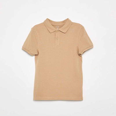 Polo uni à manches courtes BEIGE