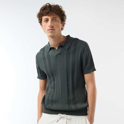 Polo en maille effet tricot VERT