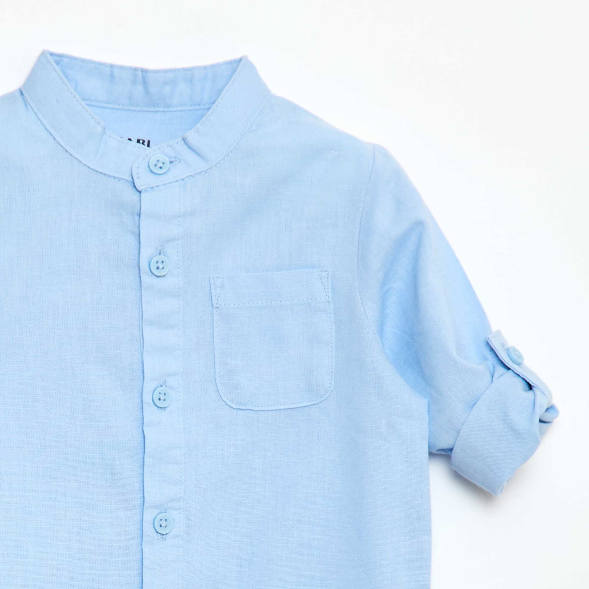 Ensemble chemise + pantalon en lin mélangé - 2 pièces BLEU