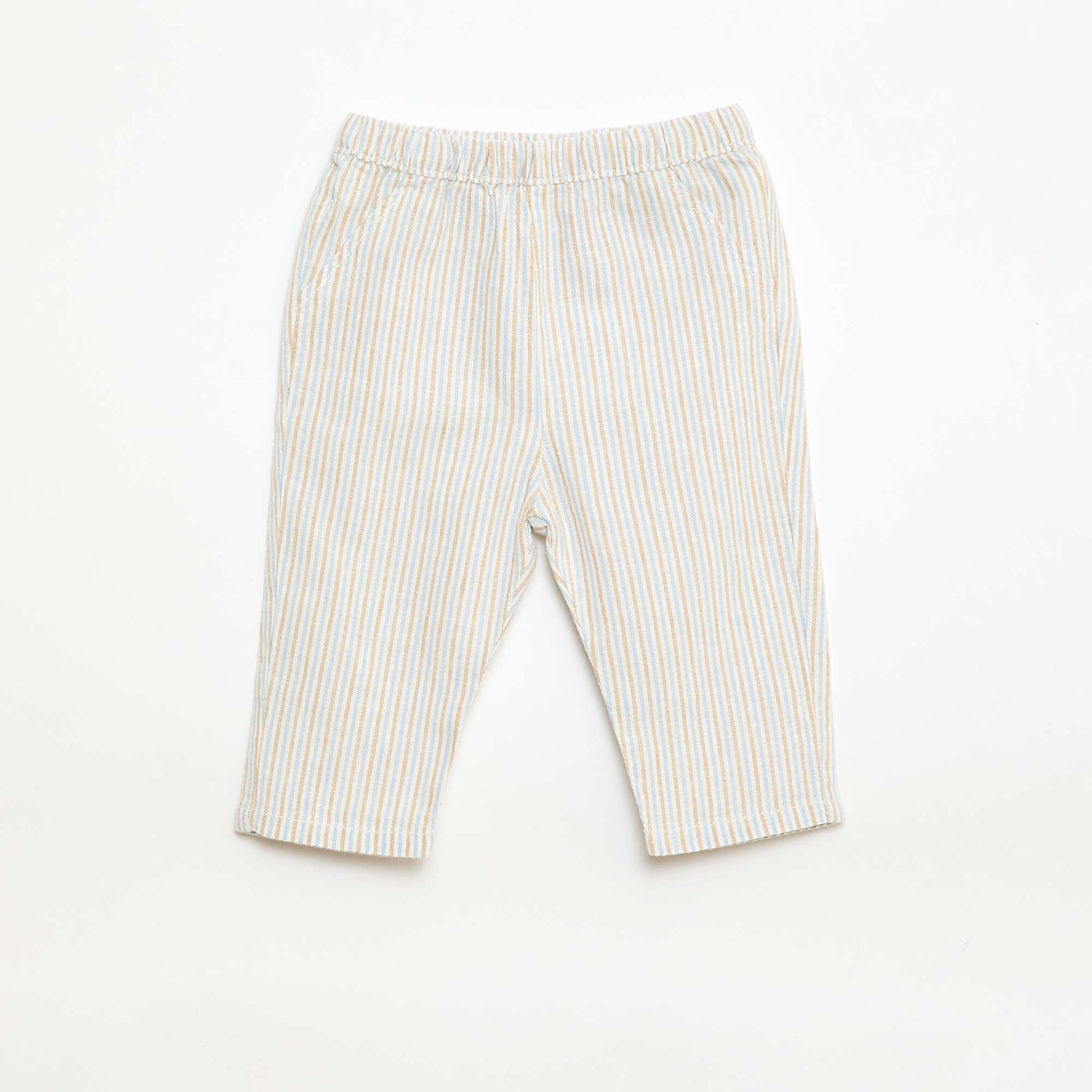 Ensemble chemise + pantalon en lin mélangé - 2 pièces BLEU