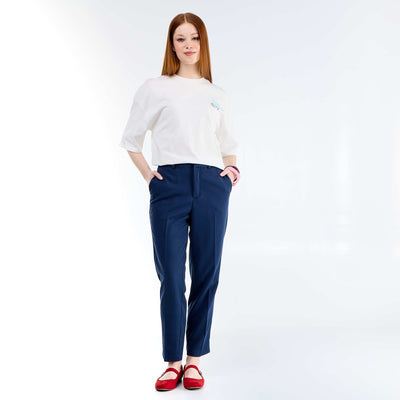 Pantalon chino à taille élastique BLEU
