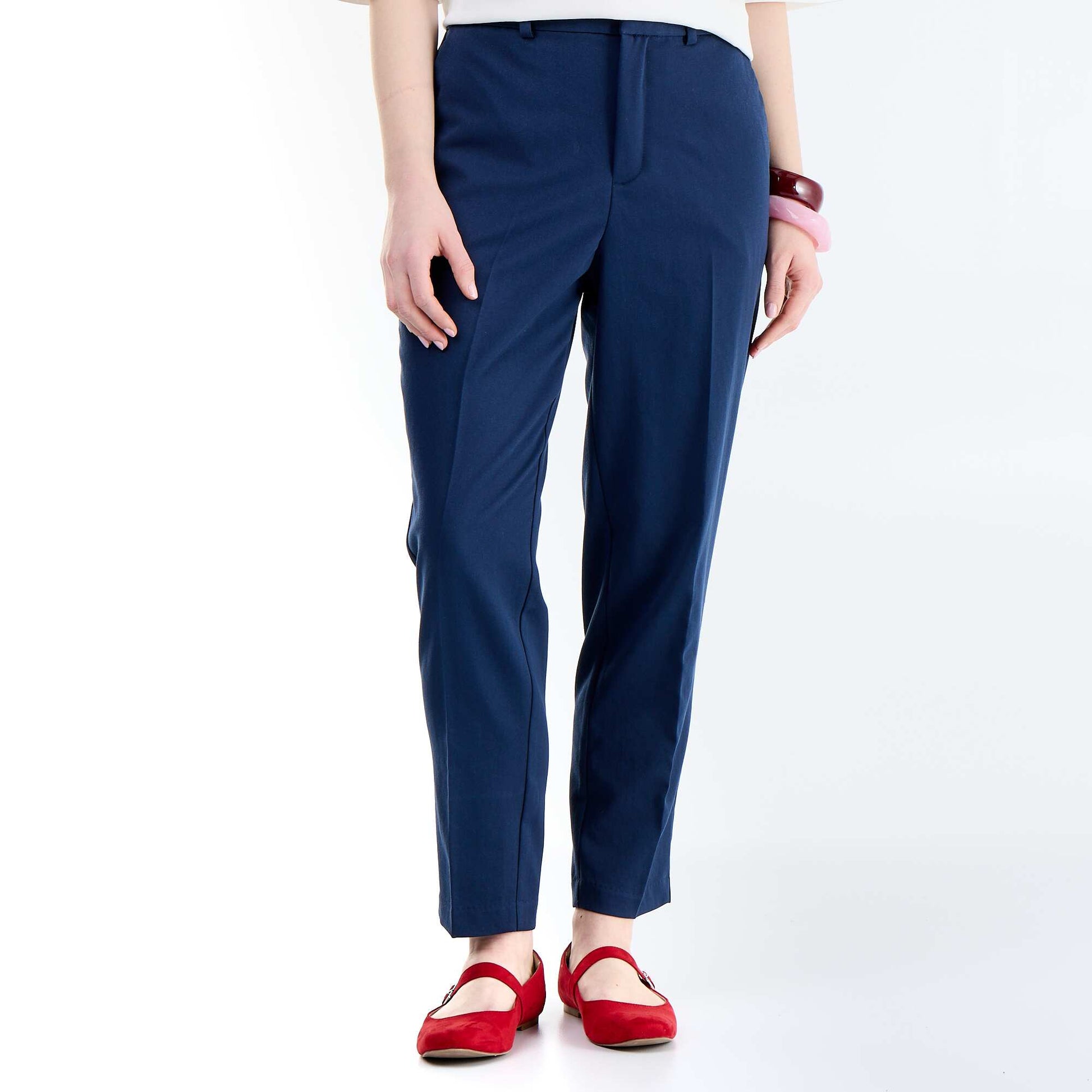 Pantalon chino à taille élastique BLEU