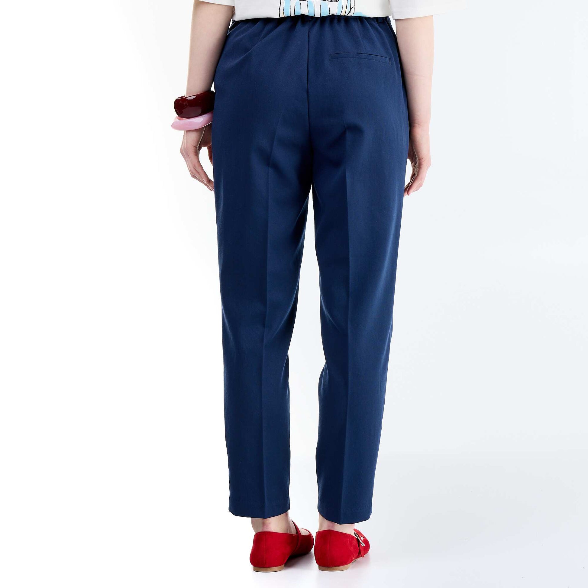 Pantalon chino à taille élastique BLEU