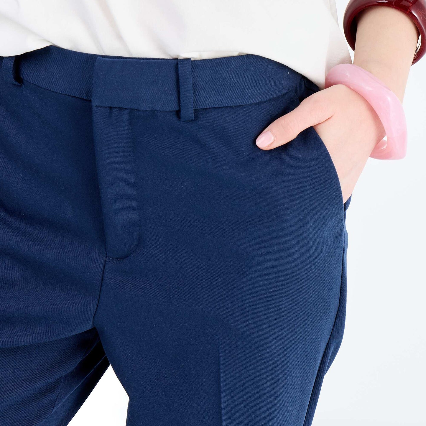 Pantalon chino à taille élastique BLEU