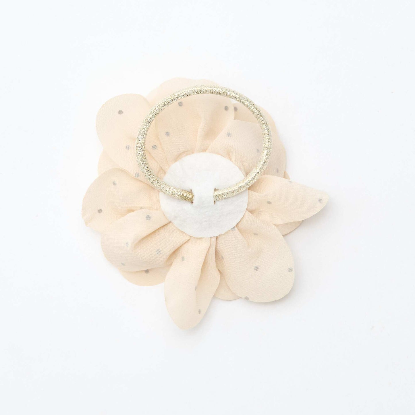 Gros chouchou à fleur avec strass BEIGE